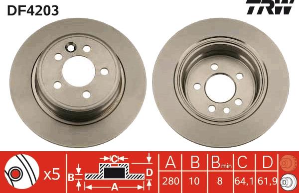 TRW DF4203 - Спирачен диск vvparts.bg