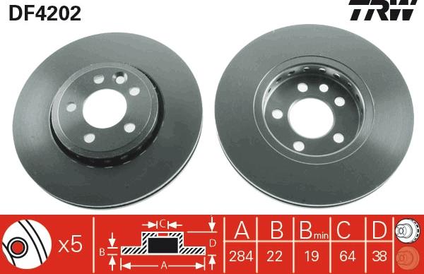 TRW DF4202 - Спирачен диск vvparts.bg