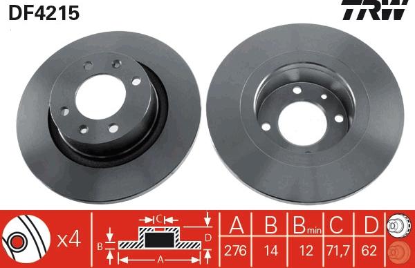 TRW DF4215 - Спирачен диск vvparts.bg