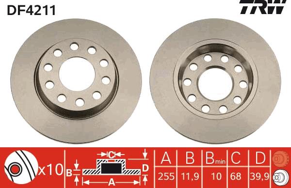 TRW DF4211 - Спирачен диск vvparts.bg