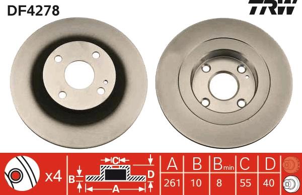 TRW DF4278 - Спирачен диск vvparts.bg