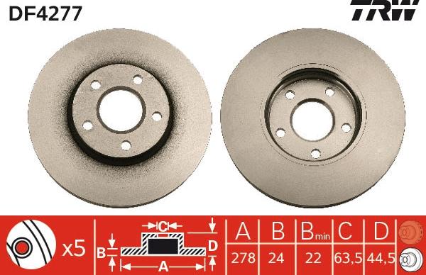 TRW DF4277 - Спирачен диск vvparts.bg