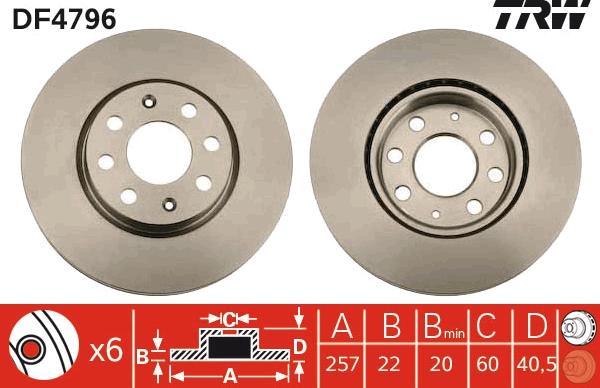 TRW DF4796 - Спирачен диск vvparts.bg