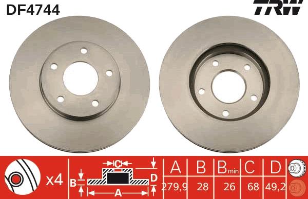 TRW DF4744 - Спирачен диск vvparts.bg