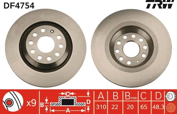 TRW DF4754 - Спирачен диск vvparts.bg