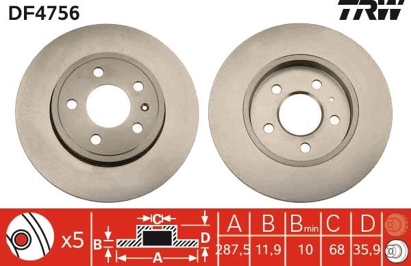 TRW DF4756 - Спирачен диск vvparts.bg