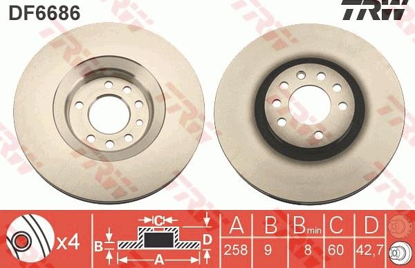 TRW DF6686 - Спирачен диск vvparts.bg