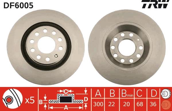 TRW DF6005 - Спирачен диск vvparts.bg