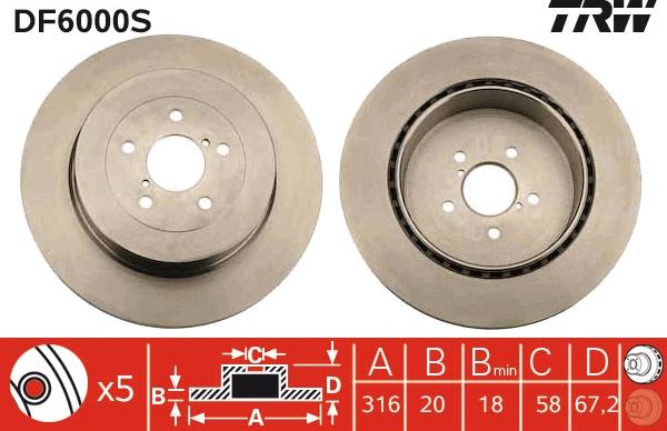 TRW DF6000S - Спирачен диск vvparts.bg