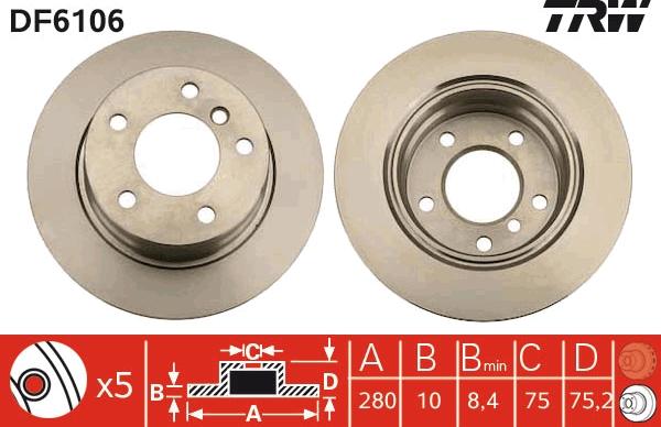 TRW DF6106 - Спирачен диск vvparts.bg