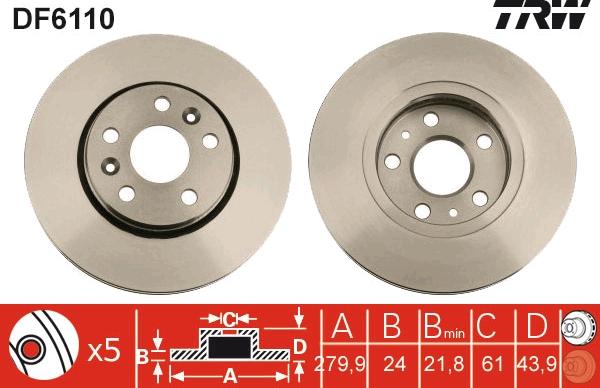 TRW DF6110 - Спирачен диск vvparts.bg