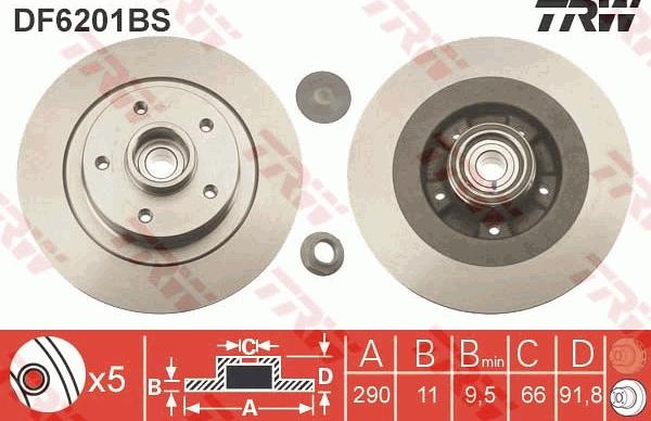 TRW DF6201BS - Спирачен диск vvparts.bg