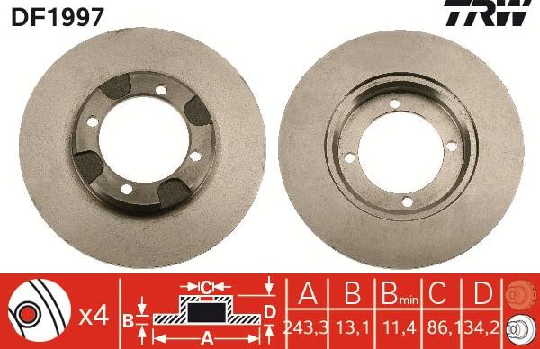 TRW DF1997 - Спирачен диск vvparts.bg