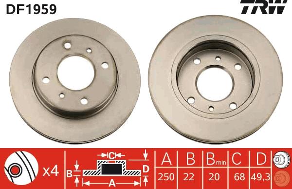 TRW DF1959 - Спирачен диск vvparts.bg