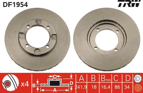 TRW DF1954 - Спирачен диск vvparts.bg