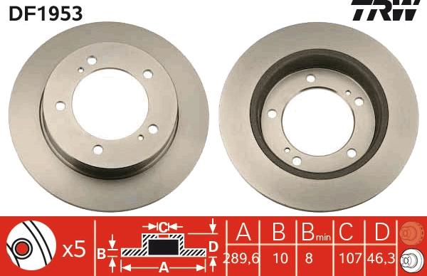 TRW DF1953 - Спирачен диск vvparts.bg