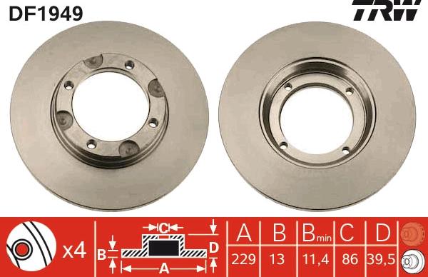 TRW DF1952 - Спирачен диск vvparts.bg