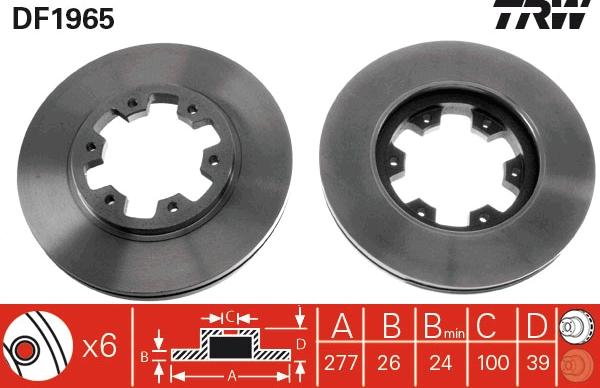 TRW DF1965 - Спирачен диск vvparts.bg