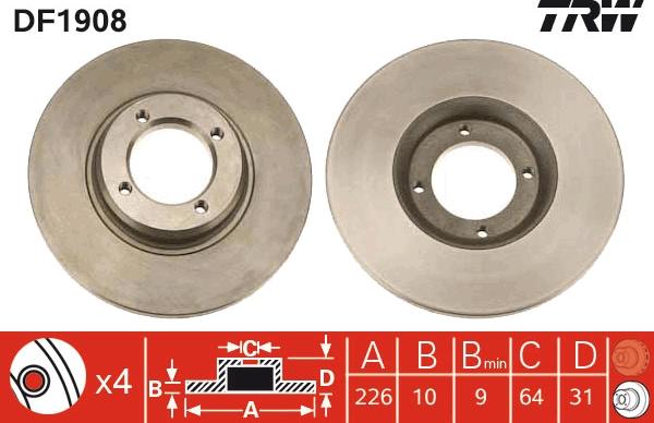 TRW DF1908 - Спирачен диск vvparts.bg