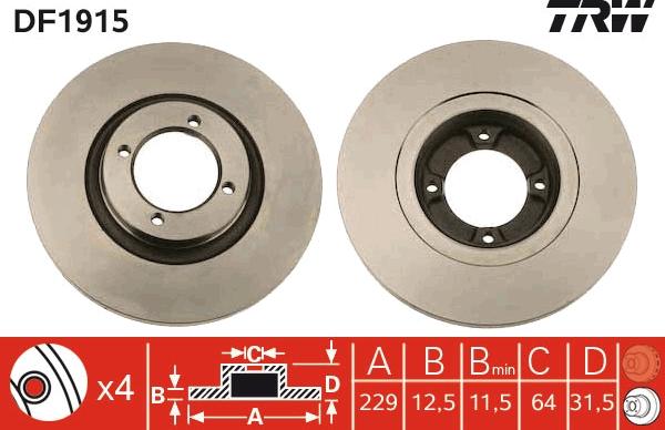 TRW DF1915 - Спирачен диск vvparts.bg