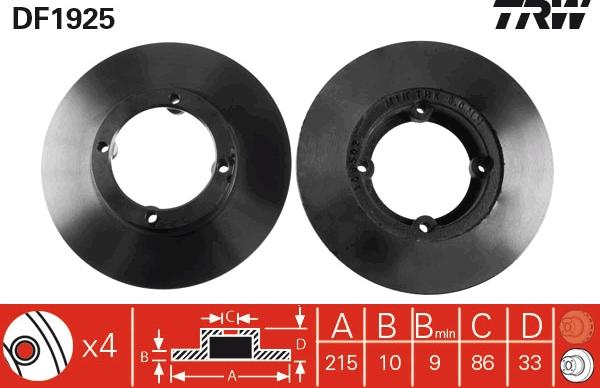 TRW DF1925 - Спирачен диск vvparts.bg