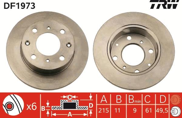 TRW DF1973 - Спирачен диск vvparts.bg