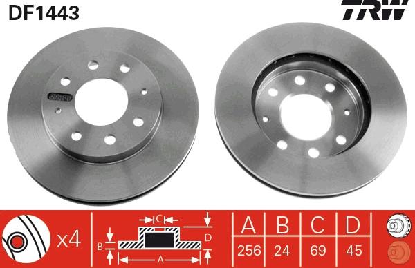 TRW DF1443 - Спирачен диск vvparts.bg