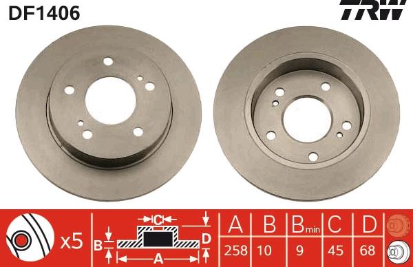 TRW DF1406 - Спирачен диск vvparts.bg