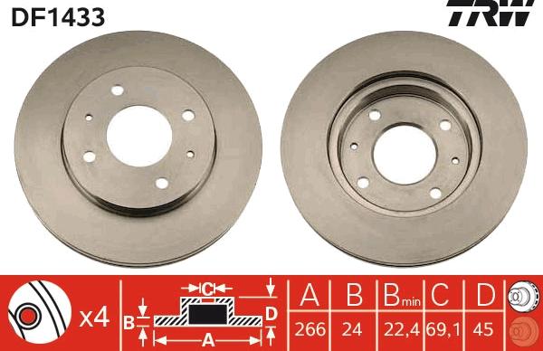 TRW DF1433 - Спирачен диск vvparts.bg