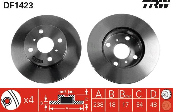 TRW DF1423 - Спирачен диск vvparts.bg