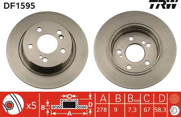 TRW DF1595 - Спирачен диск vvparts.bg