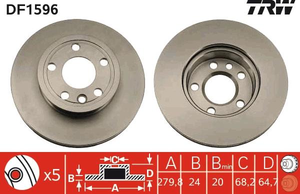 TRW DF1596 - Спирачен диск vvparts.bg