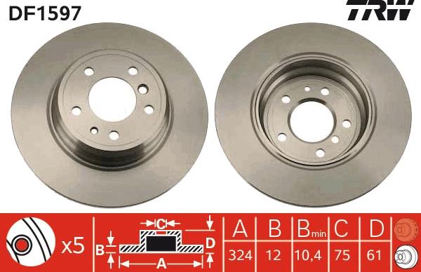 TRW DF1597 - Спирачен диск vvparts.bg