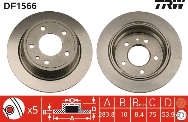 TRW DF1566 - Спирачен диск vvparts.bg