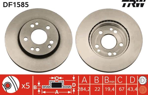 TRW DF1585 - Спирачен диск vvparts.bg