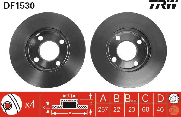 TRW DF1530 - Спирачен диск vvparts.bg