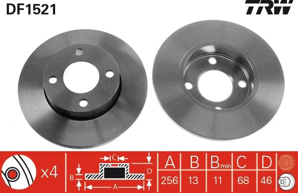 TRW DF1521 - Спирачен диск vvparts.bg