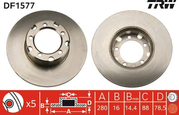 TRW DF1577 - Спирачен диск vvparts.bg