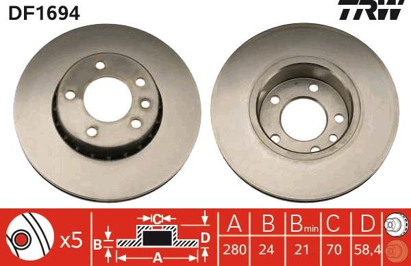 TRW DF1694 - Спирачен диск vvparts.bg