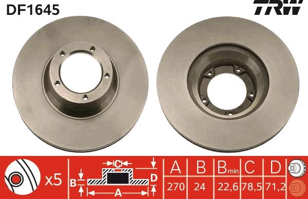 TRW DF1645 - Спирачен диск vvparts.bg