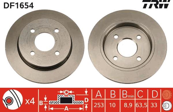 TRW DF1654 - Спирачен диск vvparts.bg