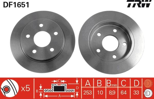 TRW DF1651 - Спирачен диск vvparts.bg