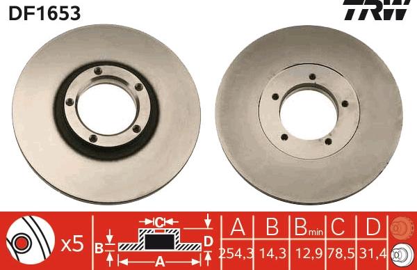 TRW DF1653 - Спирачен диск vvparts.bg