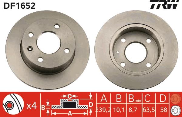 TRW DF1652 - Спирачен диск vvparts.bg