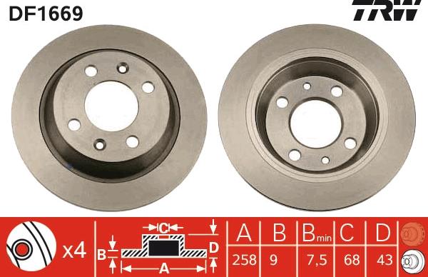 TRW DF1669 - Спирачен диск vvparts.bg