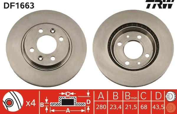 TRW DF1663 - Спирачен диск vvparts.bg