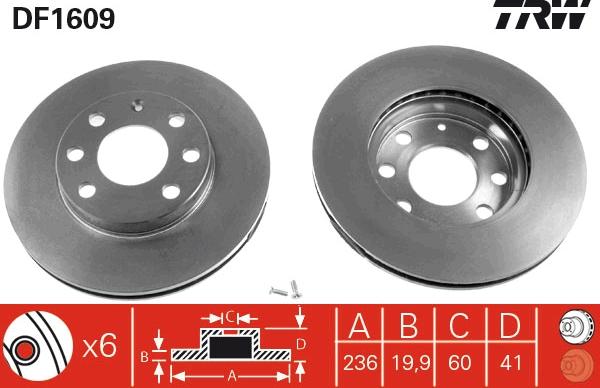 TRW DF1609 - Спирачен диск vvparts.bg