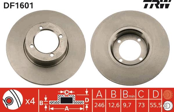 TRW DF1601 - Спирачен диск vvparts.bg