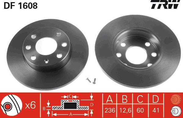 TRW DF1608 - Спирачен диск vvparts.bg