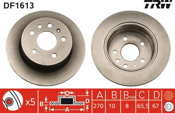 TRW DF1613 - Спирачен диск vvparts.bg